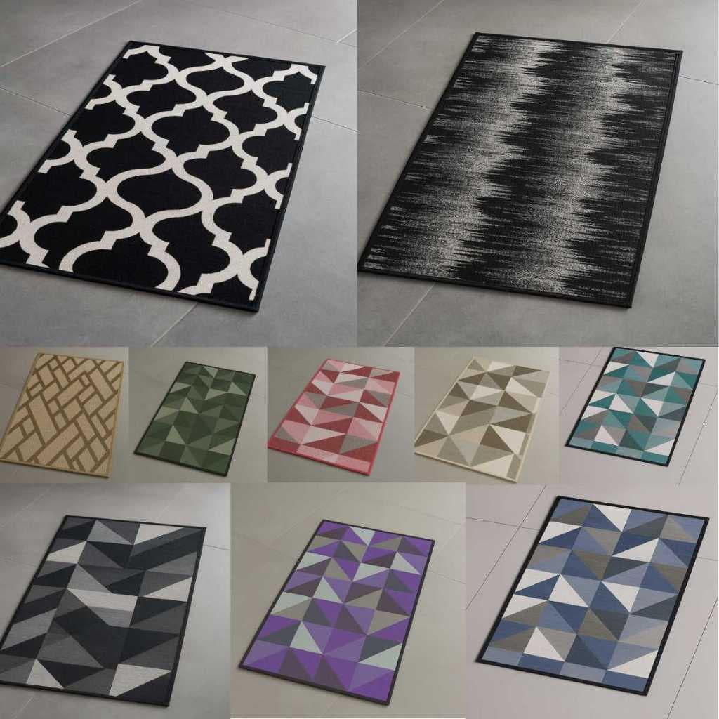 Kit 5 Tapetes de Porta Antiderrapante Capacho 65x35cm Estampas Variadas
