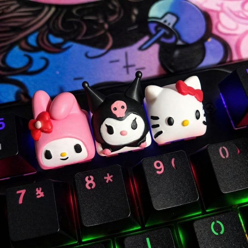 Kit 3 Keycaps Hellokitty - Teclado Mecanico Keycap Hello Kitty