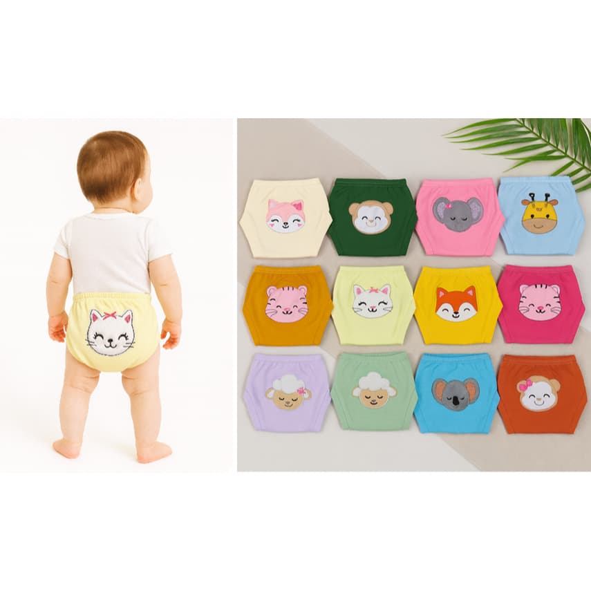 Tapa Fralda Shorts Para Bebe Bordado Menino Menina Diversas Cores Bichinhos