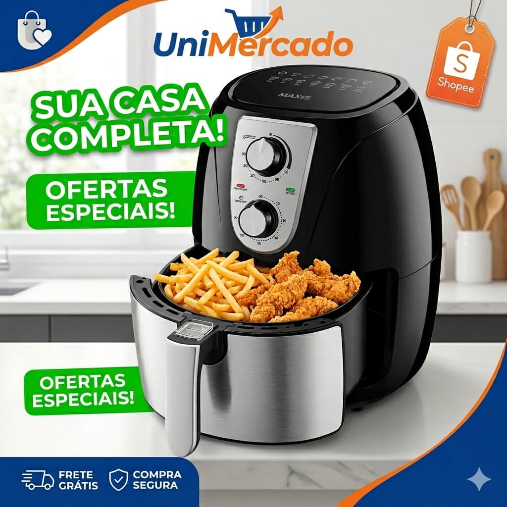 Fritadeira Sem Óleo Air Fryer 3,5L Mondial Preto e Inox 1270W AF-33
