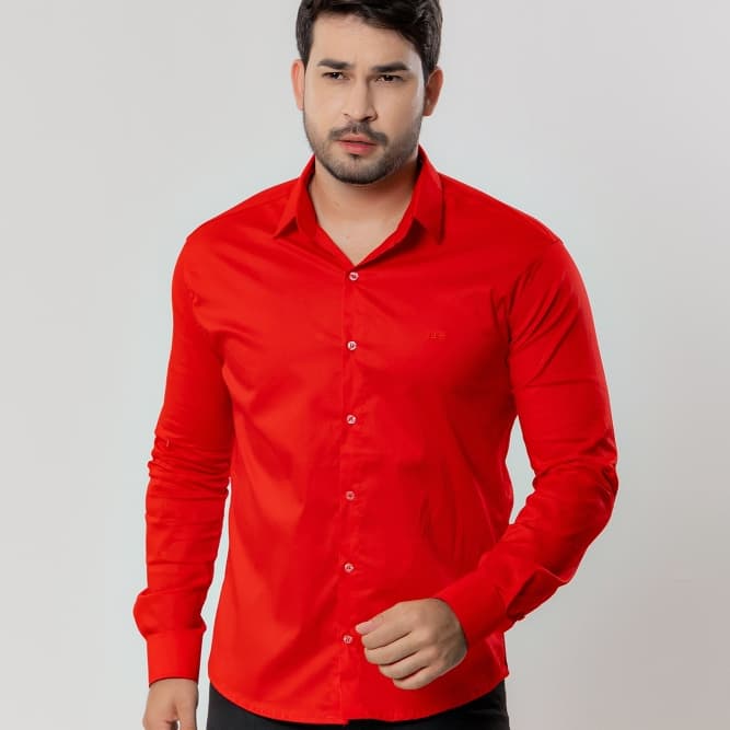 Camisa Social Masculina Manga Longa Algodão Premium Slim Fit Moda