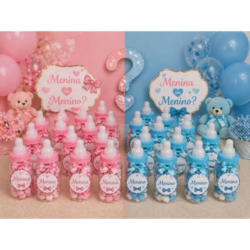 🍼 Mamadeira Lembrancinha Chá de Bebê / Chá Revelação (Rosa e Azul) lembrancinha, festas e decorações. 3,5x9cm c/12