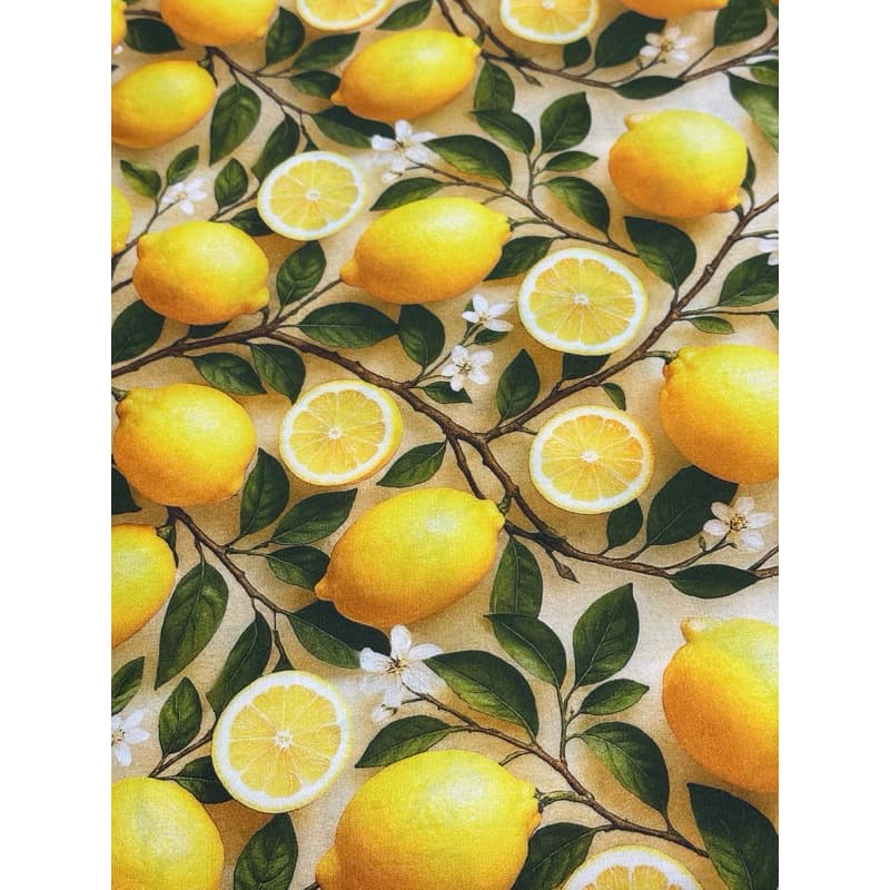Tecido Tricoline Digital Limão Siciliano 100% Algodão 50x1,50m Estampa Frutas Cozinha Patchwork