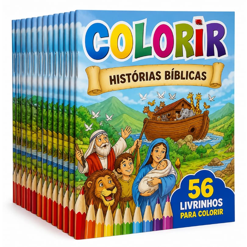 Livrinho Colorir Bíblico Kit 56 Infantil Atacado - Com repetição