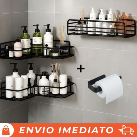 Prateleiras para Banheiro Suporte Organizador de Parede Autoadesivo Porta Shampoo, Sabonete, Papel
