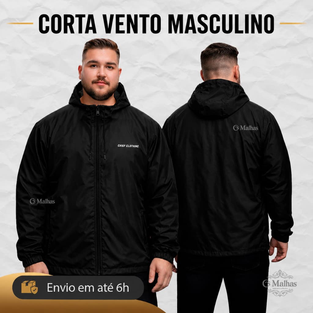 Jaqueta Corta Vento Masculino Impermeável com Capuz Plus Size P ao G4 Proteção Garoa Original Exit