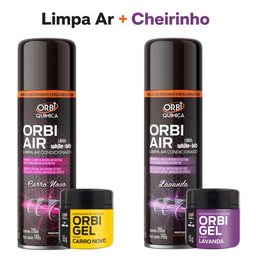 Kit Limpa Ar Condicionado Higienizador Spray Orbi 200ml Aromatizador + Cheirinho de carro