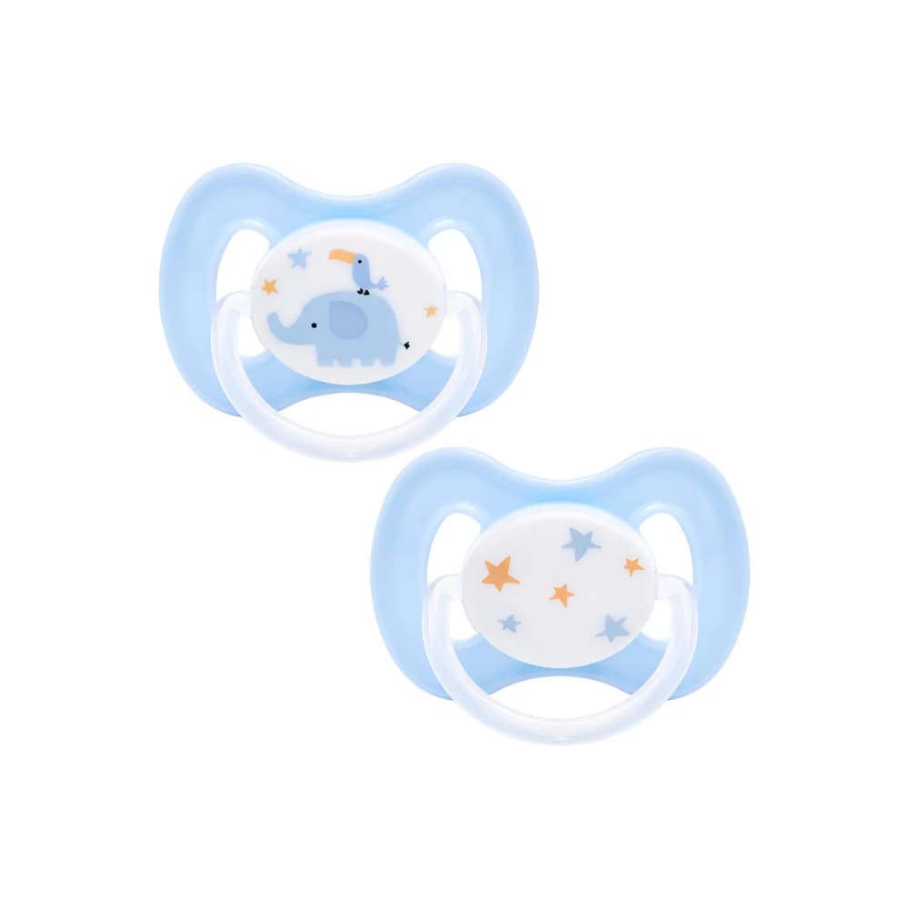 Kit Chupetas Buba Comfort Tam 2 Elefante Azul Ortodôntica Bebê