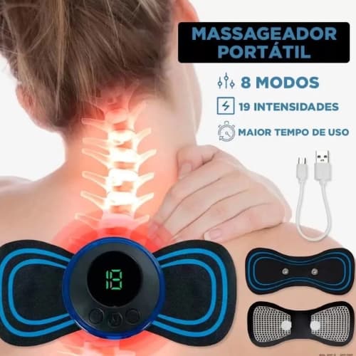 Massageador Elétrico EMS Portátil para Pescoço Cervical Corpo Alívio de Dores Muscular