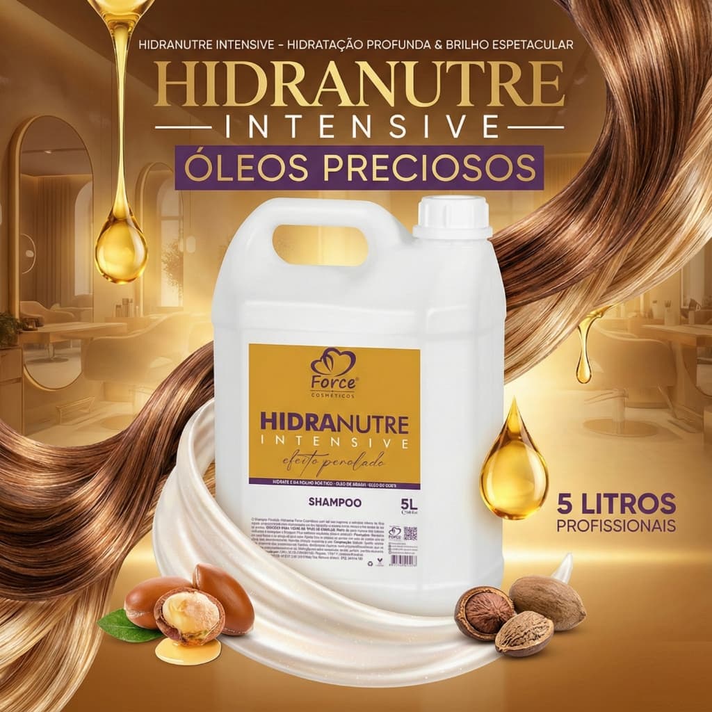 Force Cosméticos Shampoo Hidratante Perolado Profissional Galão 5 Litros para Lavatório