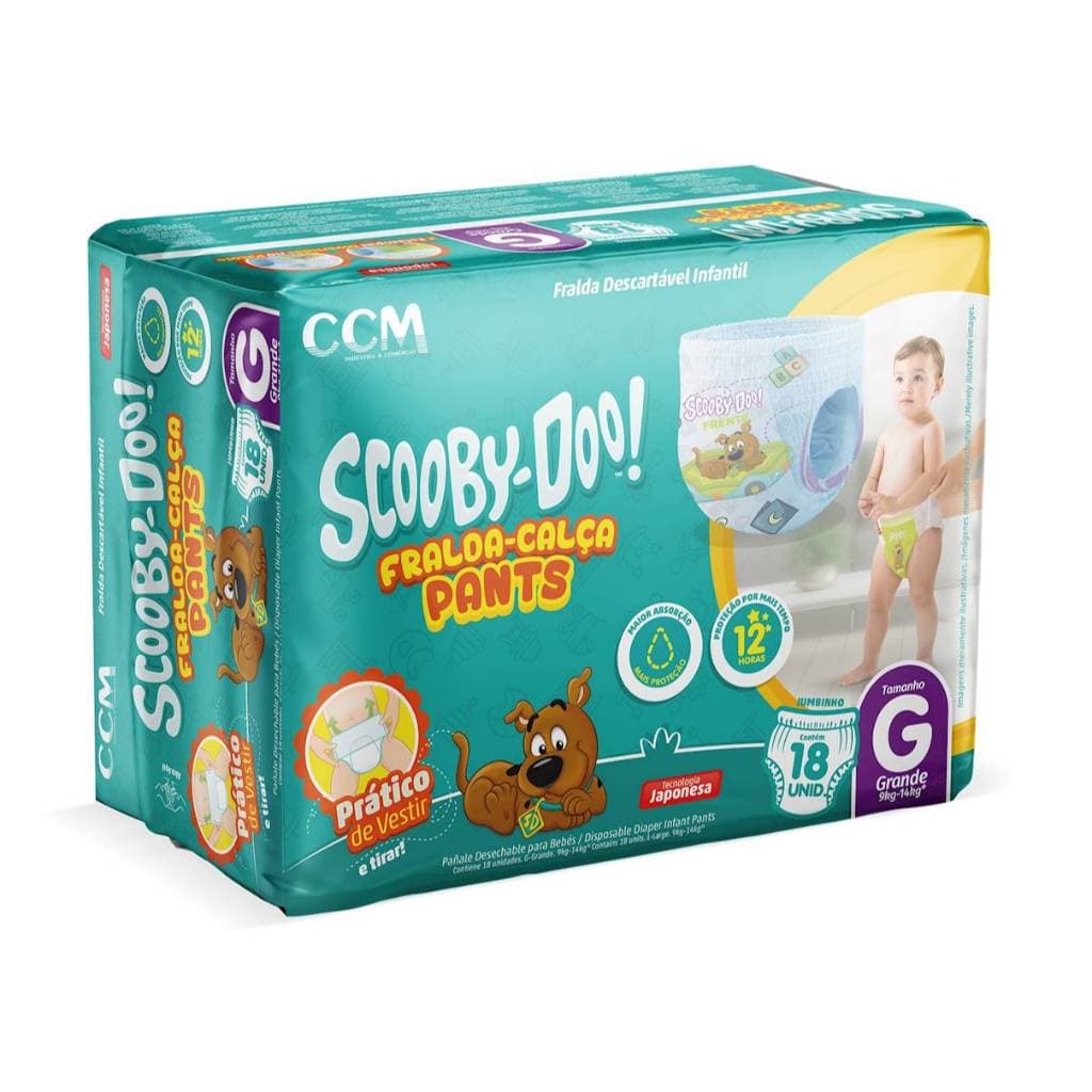 Kit 2 Fraldas Infantil Scooby-Doo Calça Premium Confortável Absorção Rápida Unissex