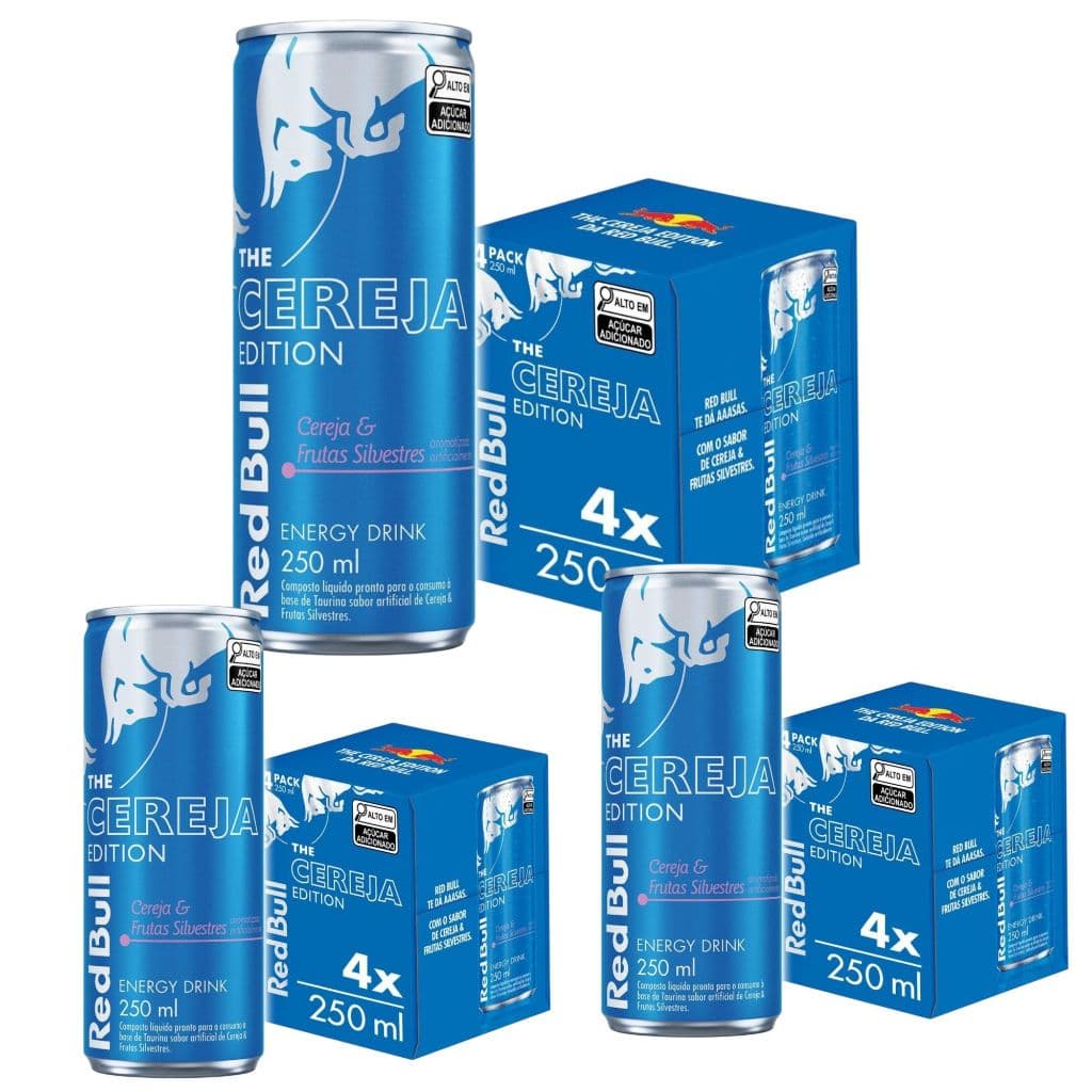 Pack de 12 latas Red Bull Energético, Cereja e Frutas Silvestres, 250ml - Kit 3 packs