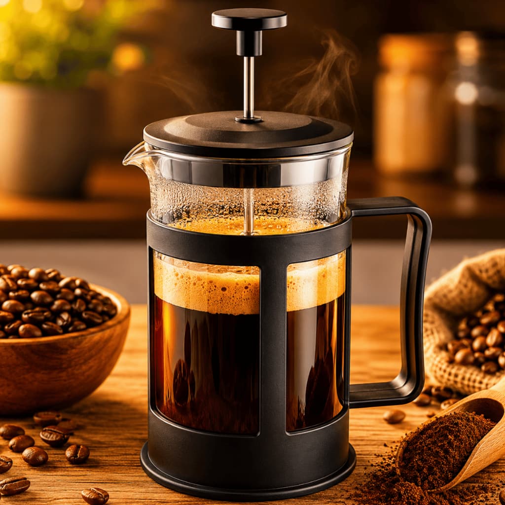 Cafeteira Prensa Francesa 300ml Vidro Transparente Plástico Preto Café Gourmet Expresso Manual