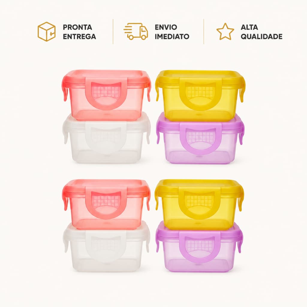 4 Mini Potes Para Recipiente Para alimentos e Leite em pó para Bebês 4 unidades 60ml armazenamento infantil