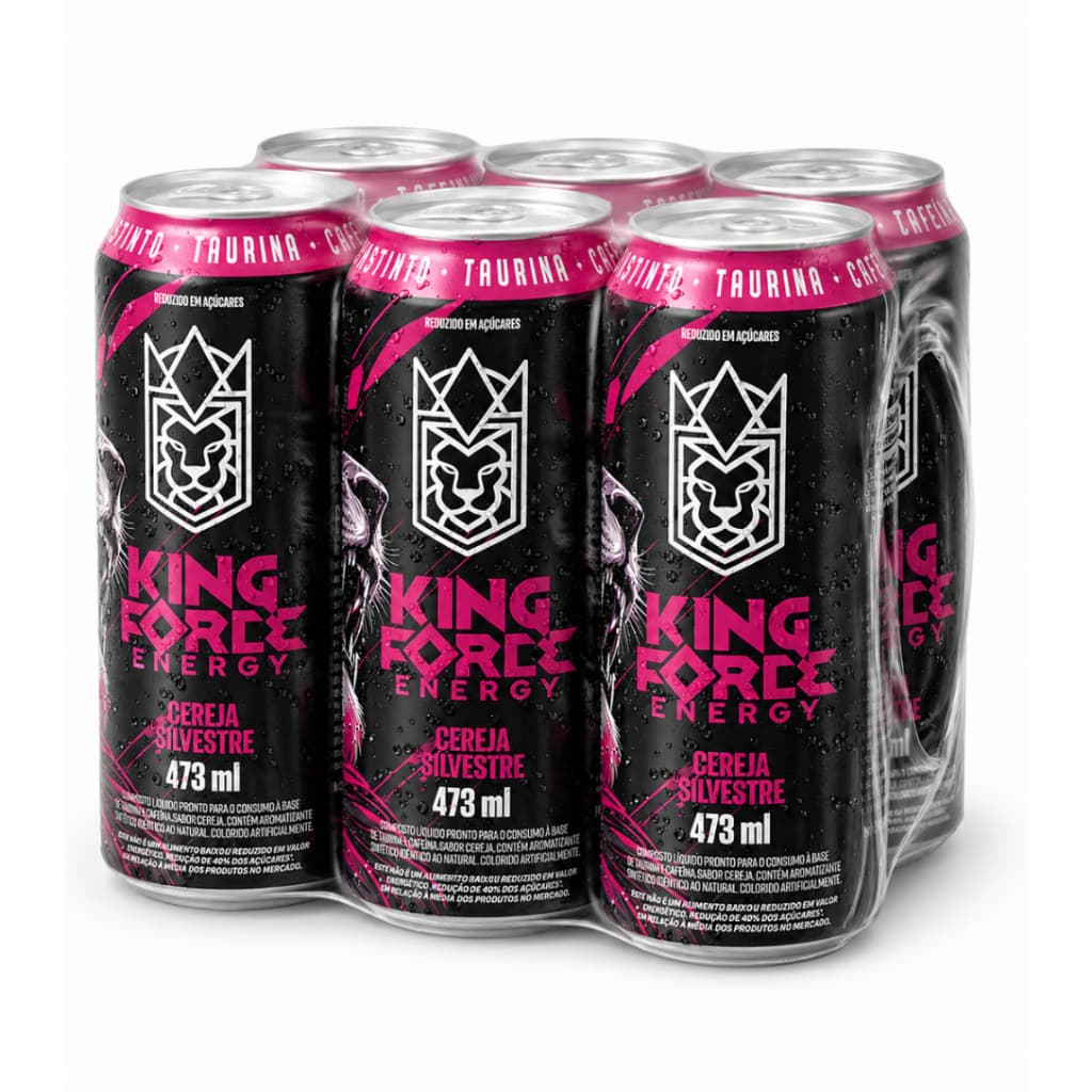 Fardo com 6 unidades - Energético King Energy Cereja Silvestre 473ml
