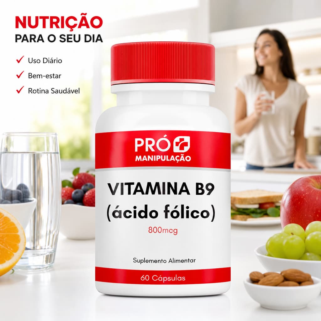 Vitamina B9 Ácido Fólico 800mcg 60 Cápsulas