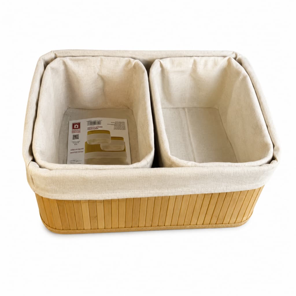 Kit 3 Cestos Organizadores Bambu Decorativo Multifuncional Organizador Casa Banheiro Quarto