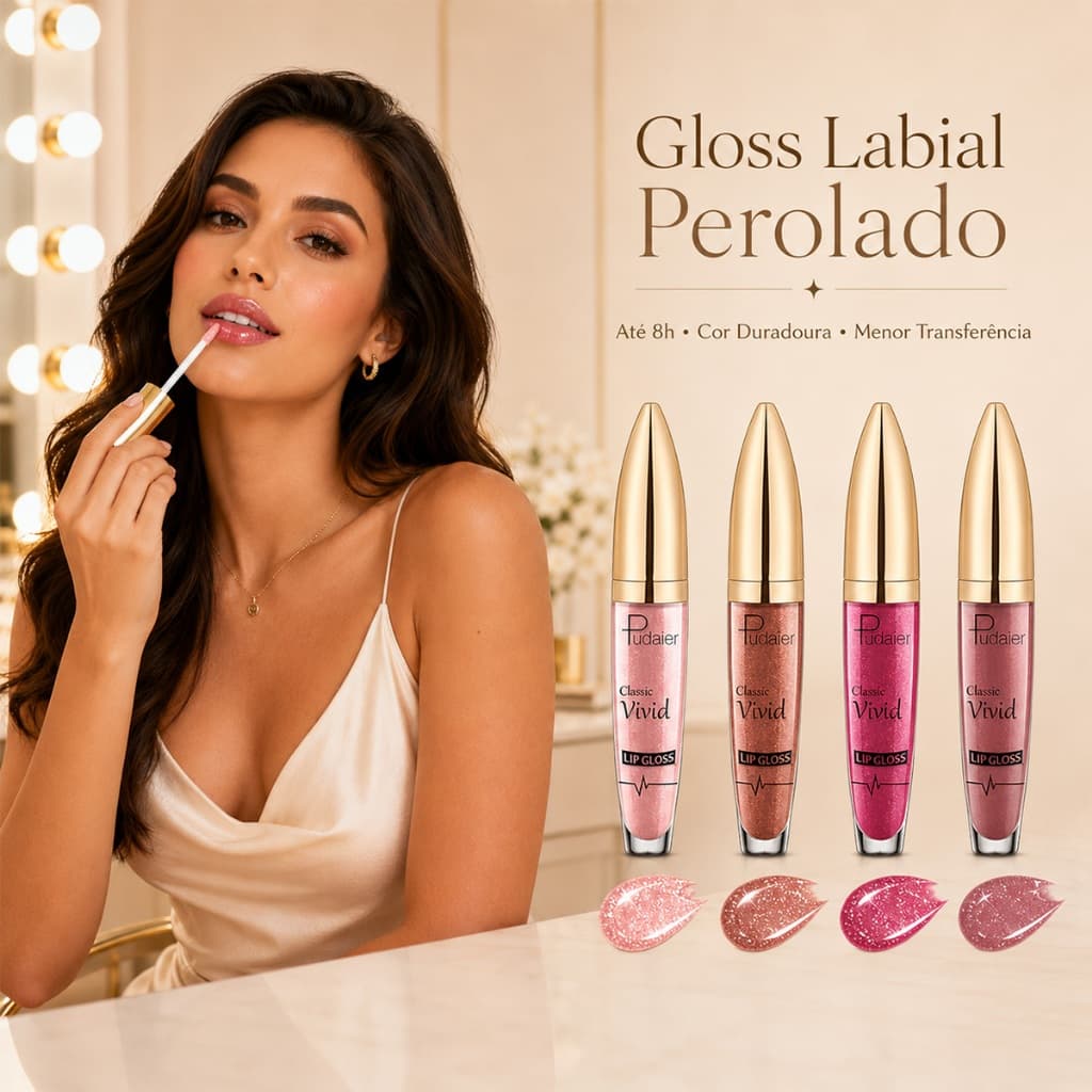 Batom Líquido Matte Perolado Não Transfere, Gloss Labial de Alta Pigmentação