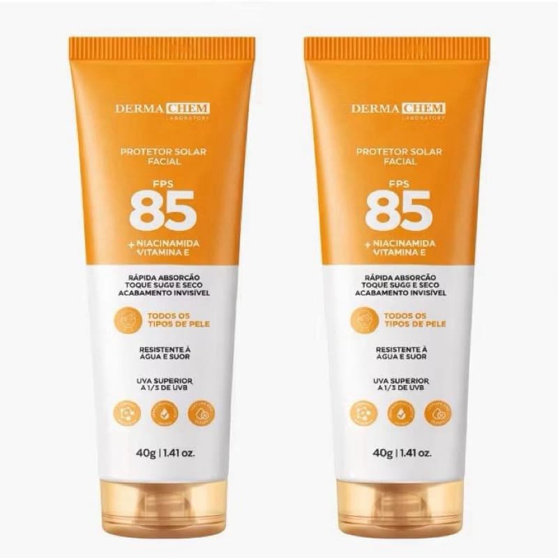 🔥Kit 1-2 Protetor Solar Facial Dermachem FPS 85-40g - Alta Proteção para Pele Oleosa
