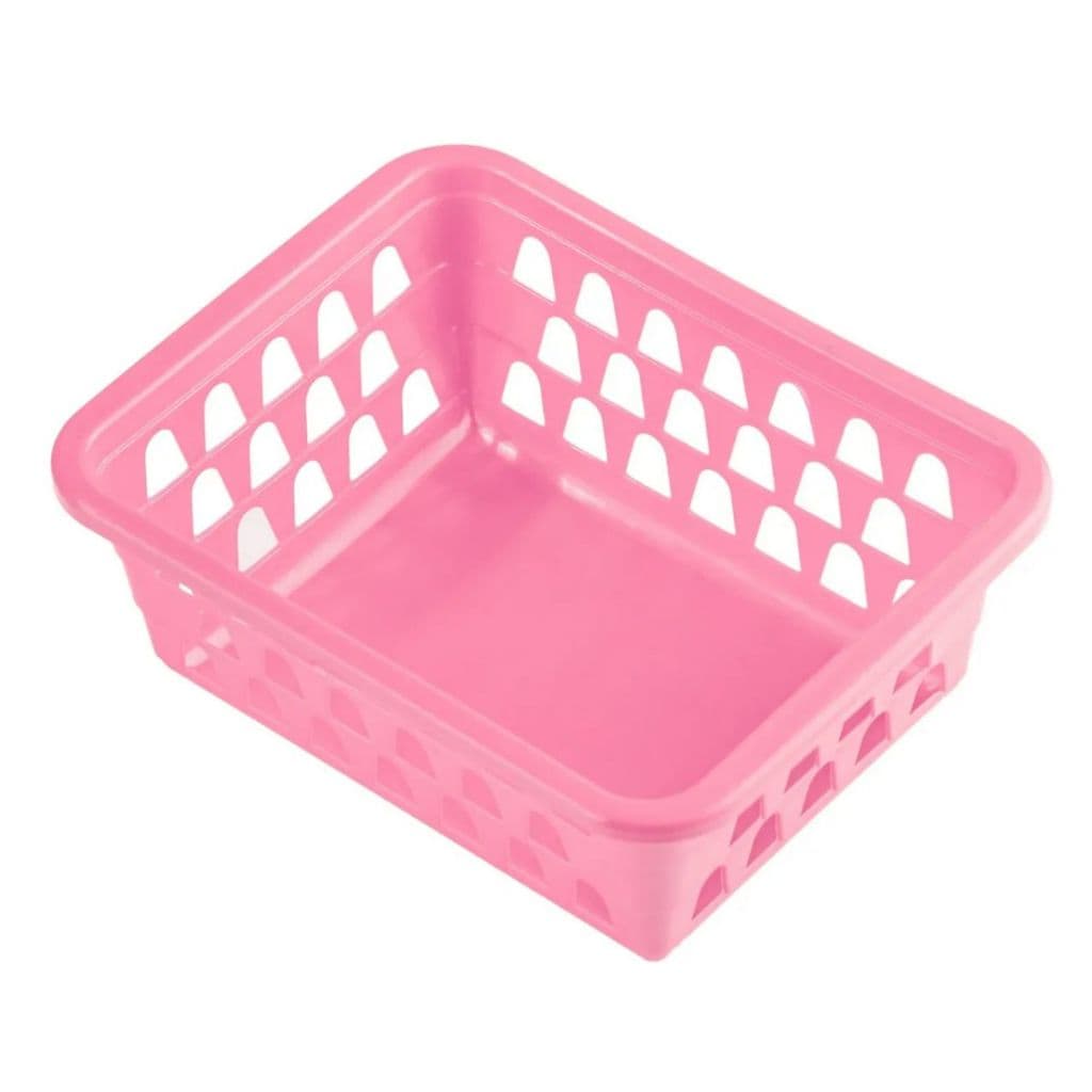 Kit 10 Cesto Organizador Plastico Multiuso Rosa Caixa Organizadora Resistente Cozinha Banheiro Quarto