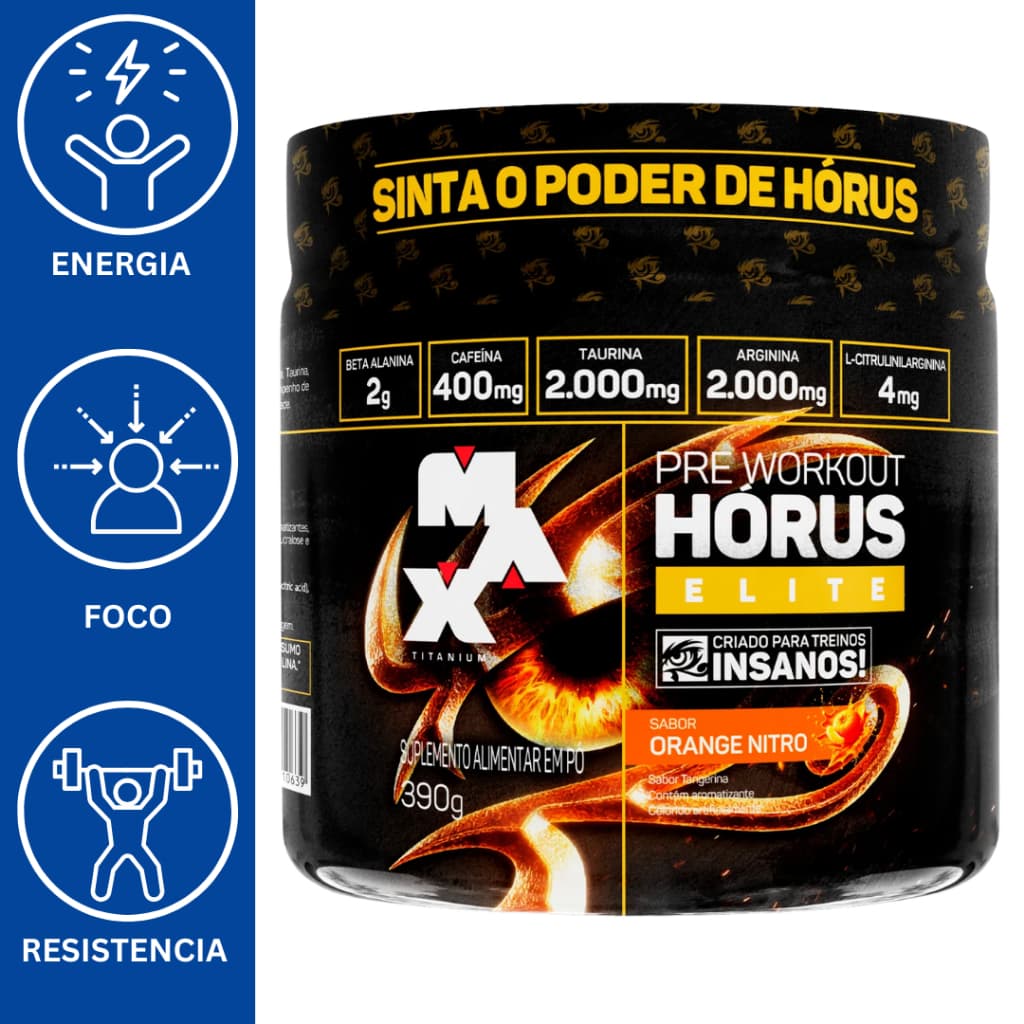 HÓRUS ELITE  390G | PRÉ-TREINO COM 400MG DE CAFEÍNA