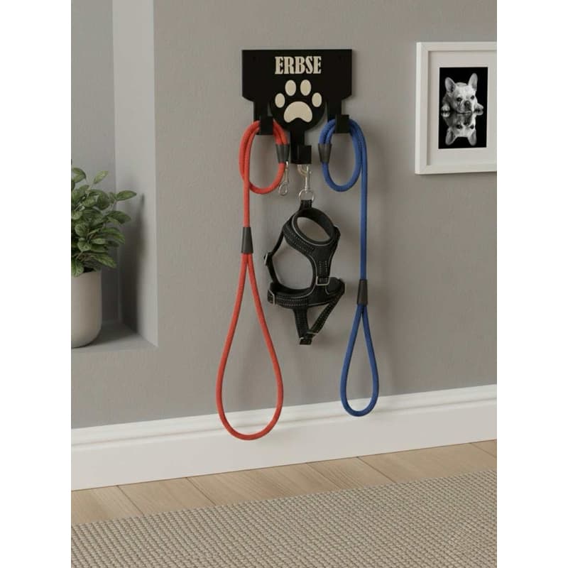 Suporte Porta Guia para Cachorro e Gato Personalizado com Nome | Organizador de Coleira e Guia Pet
