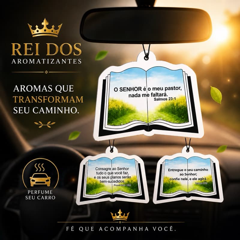 Kit com 3/6 Aromatizantes cheirinho para carro - Modelo Bíblia