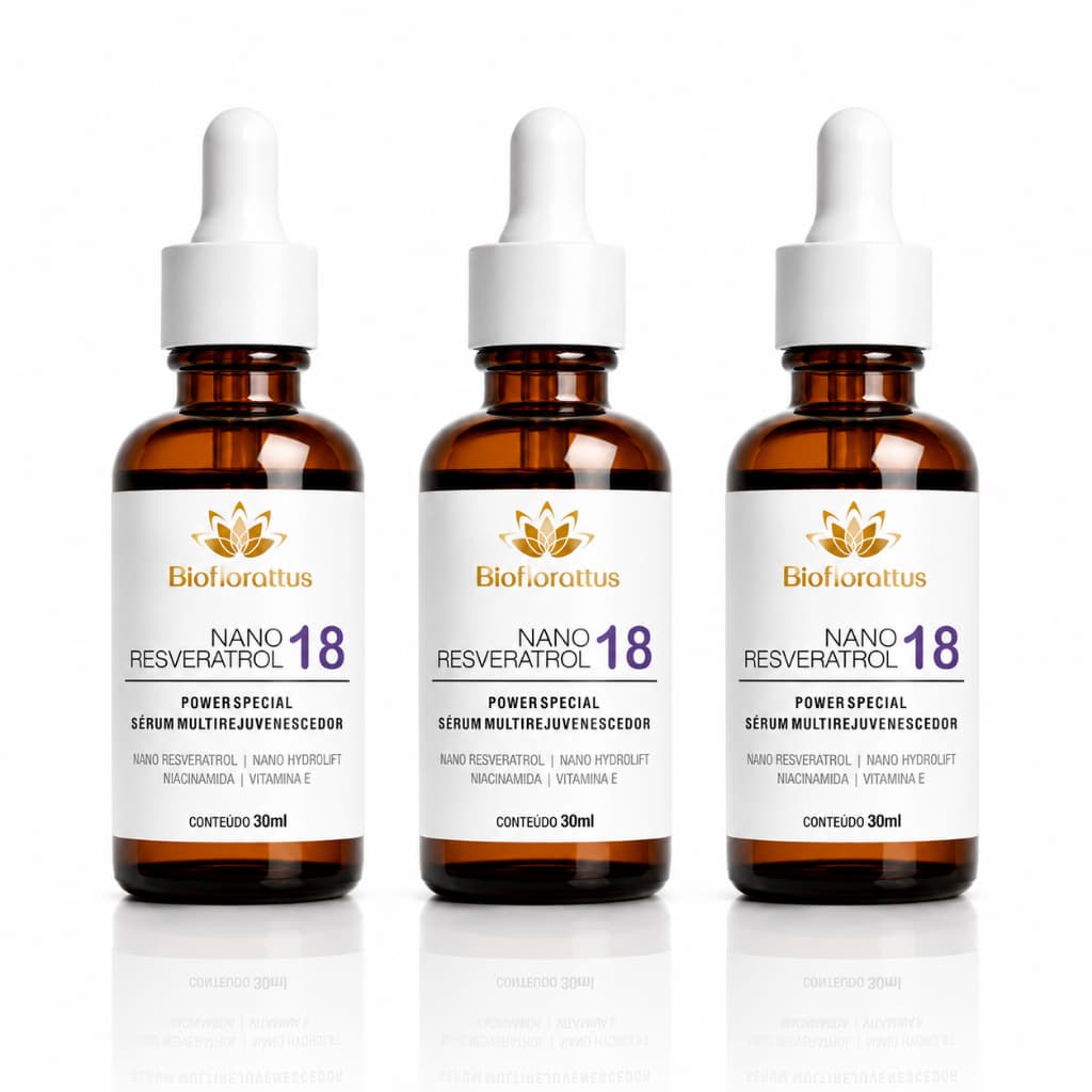 Kit 3 Sérum Facial Resveratrol e Niacinamida Rejuvenescedor Facial Anti-Idade Bioflorattus