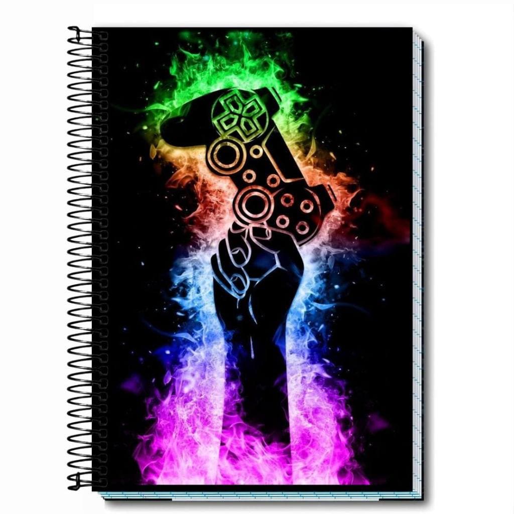 Caderno Gamer | Para Quem Ama Games | Capa Dura & Espiral – 1,10,15 ou 20 Matérias | Level Up nos Estudos |Estilo Player