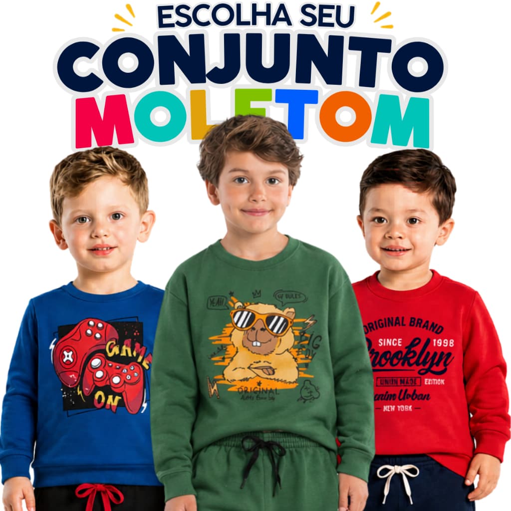 Conjunto Moletom Infantil Menino Bebe - Escolha de Estampa