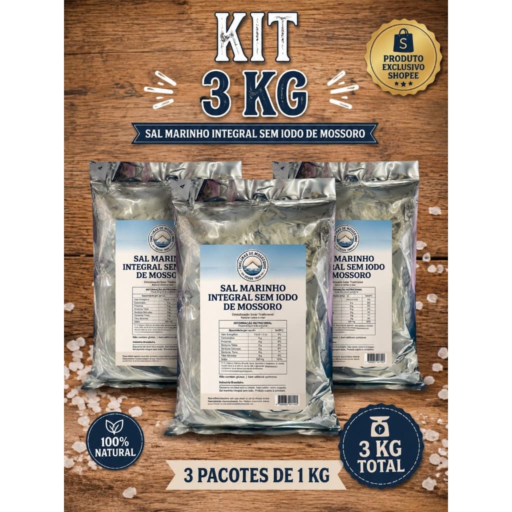 SAL MARINHO INTEGRAL SEM IODO - MOSSORO 3KG