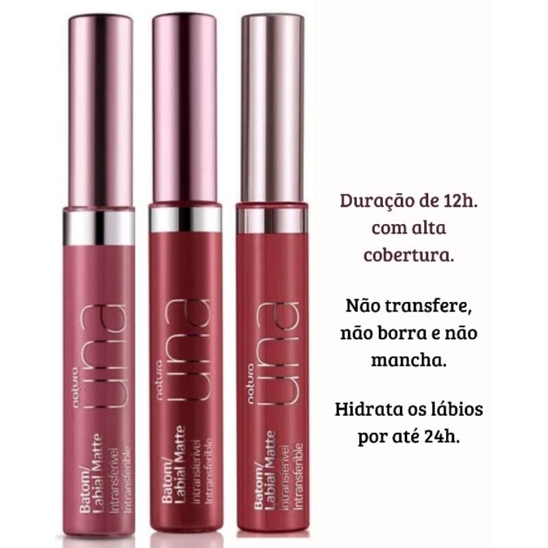 Batom Líquido Matte intransferível Duração 12 horas Natura una Nude 2c, Nude 2c Intenso ou Nude 6M.