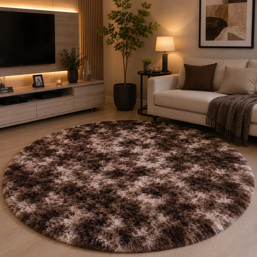 Tapete Sala Redondo 1,40x1,40 Felpudo e Peludo Promoção Antiderrapante