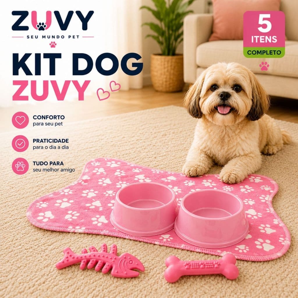 Kit Comedouro para Cachorro + Bebedouro Pet + Brinquedo para Cachorro
