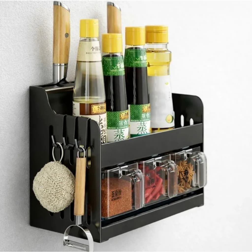 Organizador de Parede Multiuso Porta Temperos Condimentos Utensílios Cozinha + Kit de montagem
