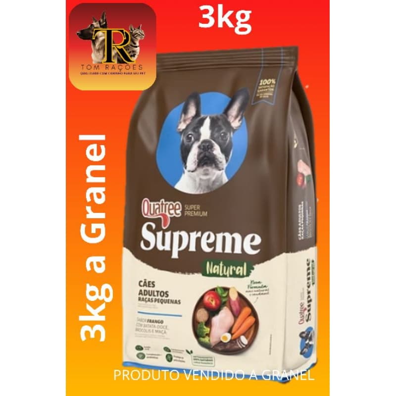 3kg granel, QUATREE SUPREME CÃES ADULTOS RAÇAS PEQUENAS, Sup Premium, Nat, ração para cachorro adulto de raças pequenas.