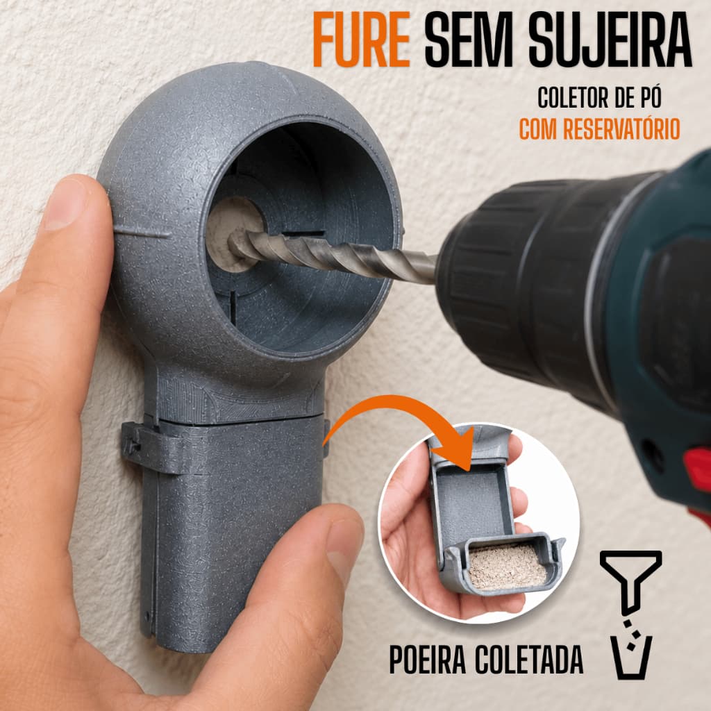 Coletor de Poeira Furadeira Martelete c/ Reservatório de Pó Furar Parede Sem Sujeira Parafusadeira