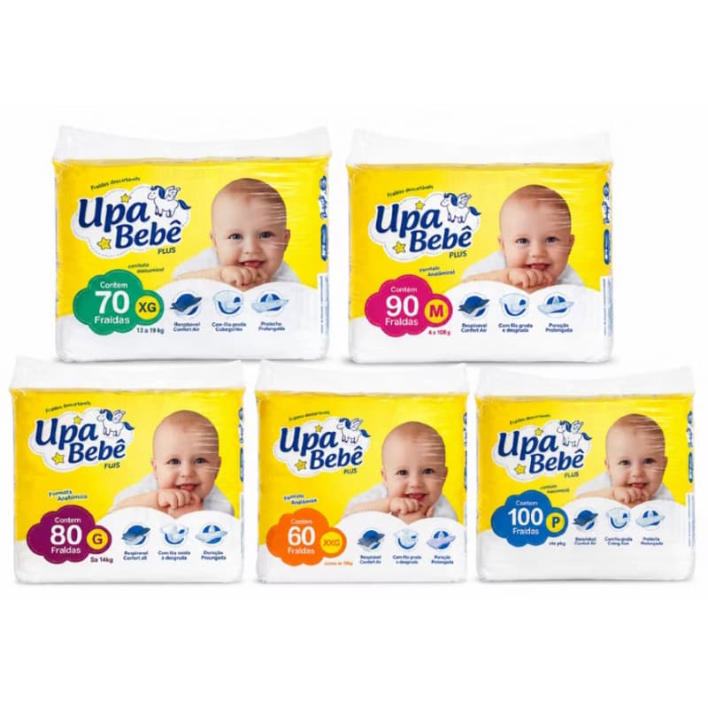 Pacotão fralda infantil Upa Bebê M90/G80/XG70/XXG60