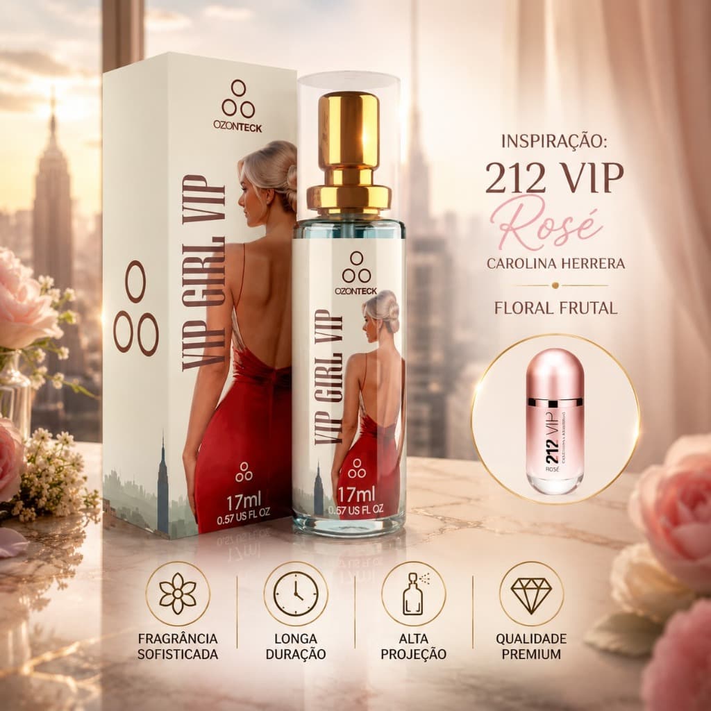 Ozonteck Perfume Vip Girl Vip 17ml| Alta Fixação| Feminino| Perfume Importado| Original| Marcante
