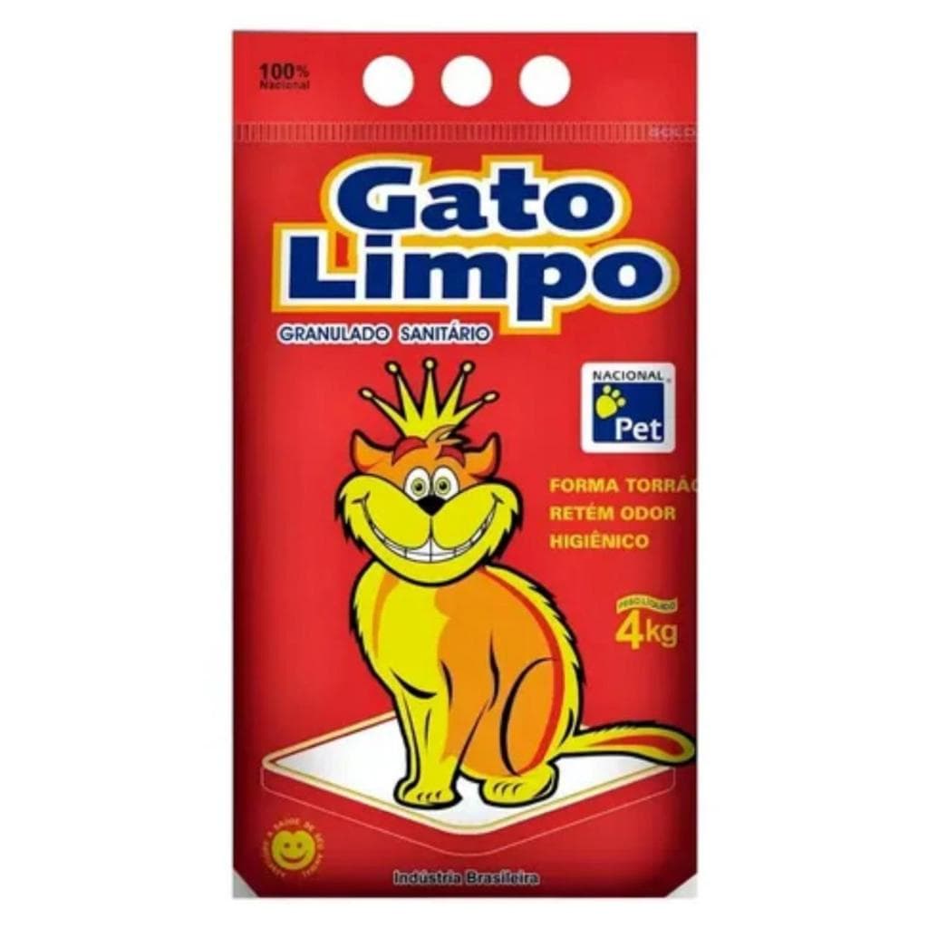 Areia Sanitaria Higienica Granulado Para Gato Alta Absorcao Gato Limpo 4 kg