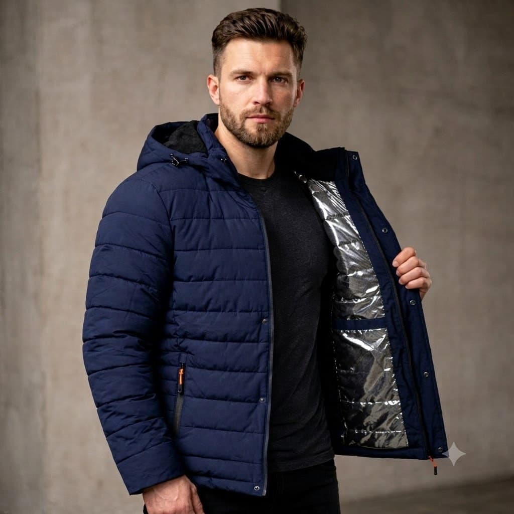 Jaqueta Masculina Térmica Bobojaco Forrada Nylon com Capuz Removível
