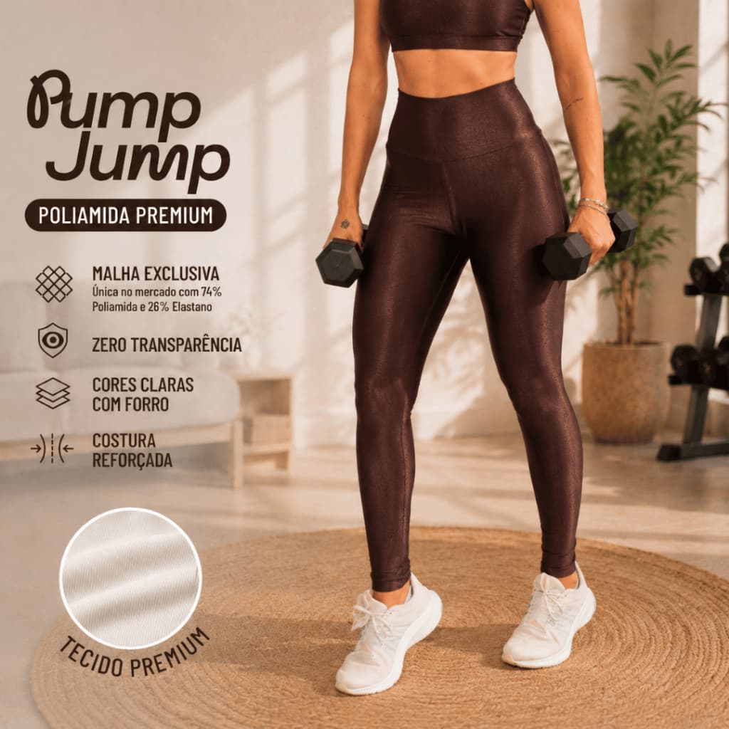 Legging Shine Cintura Alta Poliamida Micro Canelada Fitness Academia