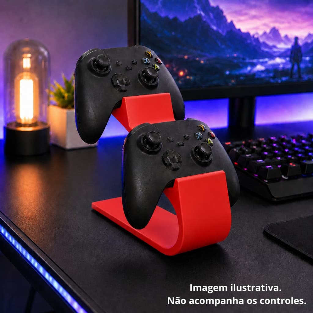 Suporte Porta Controle Videogame Universal 2 Controles PS5 PS4 Xbox Switch Gamer Mesa