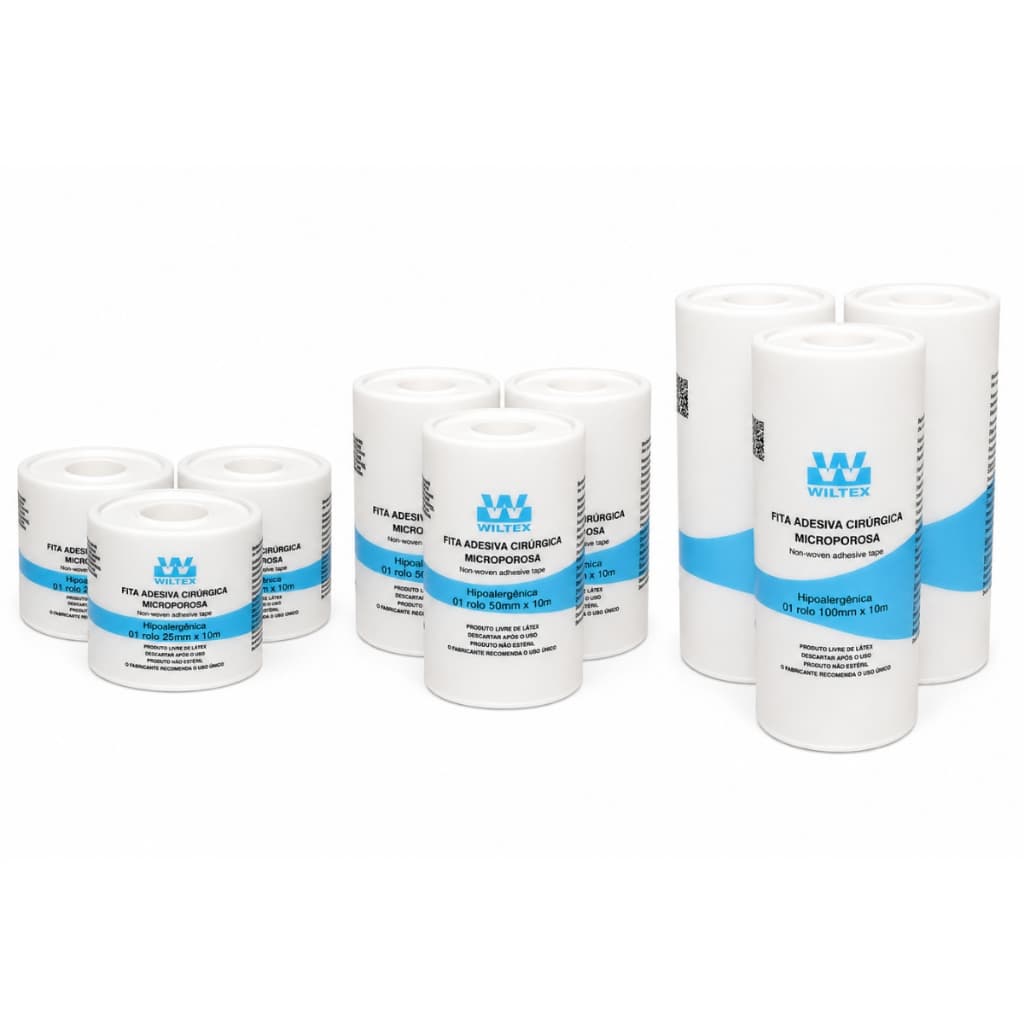 Kit com 3 Fitas Adesivas Microporosas Wiltex (Cor Branca)
