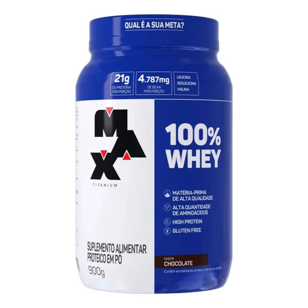 100% Whey Protein Concentrado 900g Max Titanium Sabor Chocol Chocolate