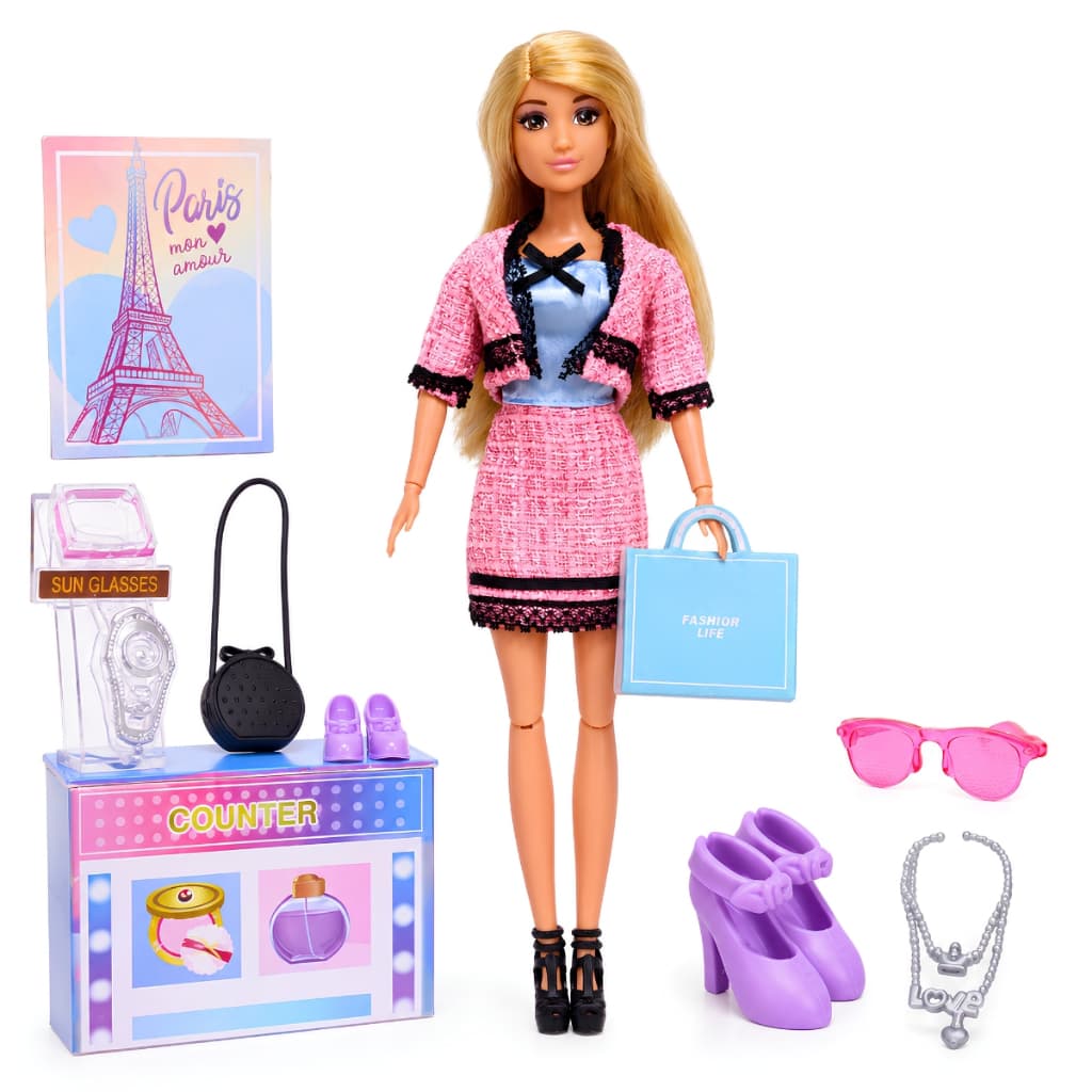Boneca Loira Fashion Chic Articulada Com Acessórios - Castela
