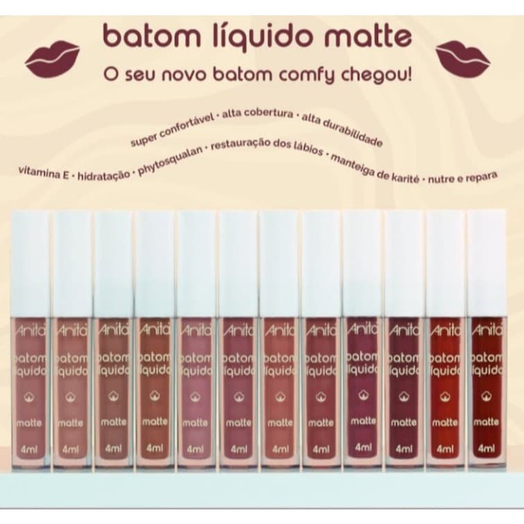 Batom Líquido Matte Alta Cobertura Anita 4ml ( ESCOLHA O SEU )