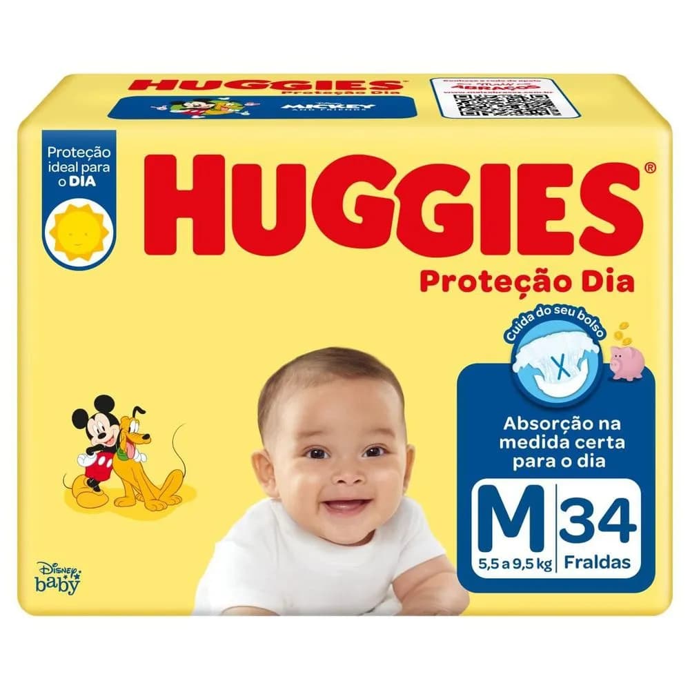 FRALDA HUGGIES PROTEÇAO DIA  M - 34 unidades