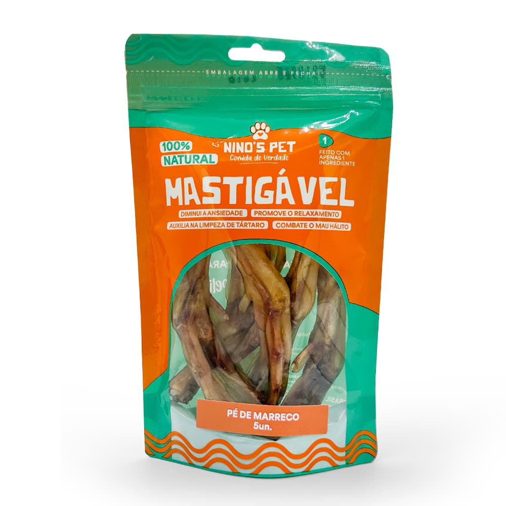 Pé de Marreco Desidratado Mastigável Natural para Cães Petisco Saudável Snack Ninos Pet 5 Unidades