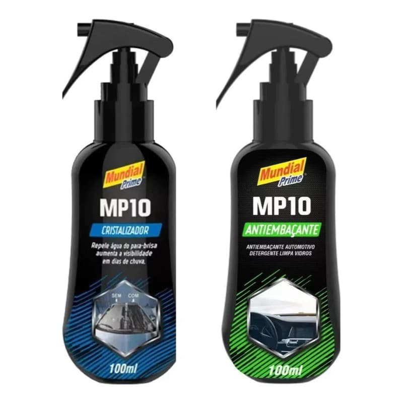 Kit Cristalizador + Antiembaçante de Parabrisa Carro Vidros Janelas Box Mundial Prime MP10